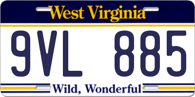 WV license plate 9VL885