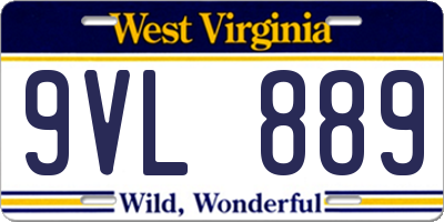 WV license plate 9VL889