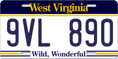 WV license plate 9VL890