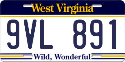 WV license plate 9VL891