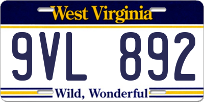 WV license plate 9VL892