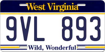 WV license plate 9VL893