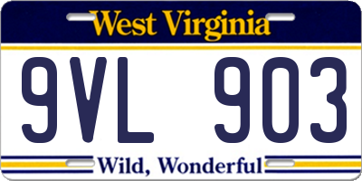 WV license plate 9VL903