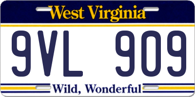 WV license plate 9VL909