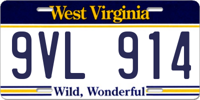 WV license plate 9VL914
