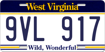 WV license plate 9VL917