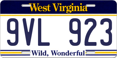 WV license plate 9VL923