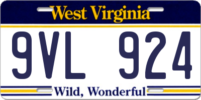WV license plate 9VL924