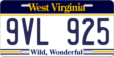 WV license plate 9VL925