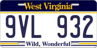 WV license plate 9VL932