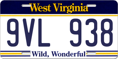 WV license plate 9VL938