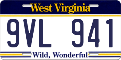 WV license plate 9VL941