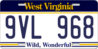 WV license plate 9VL968
