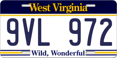 WV license plate 9VL972