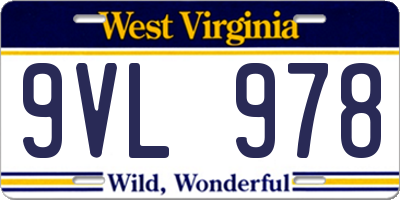 WV license plate 9VL978