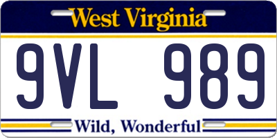 WV license plate 9VL989