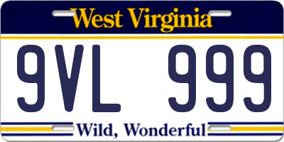 WV license plate 9VL999