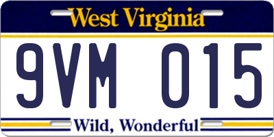 WV license plate 9VM015