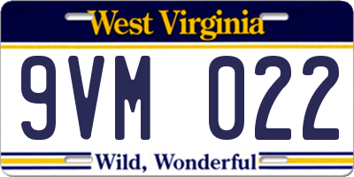 WV license plate 9VM022