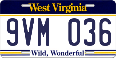 WV license plate 9VM036