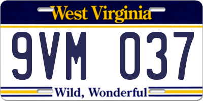 WV license plate 9VM037