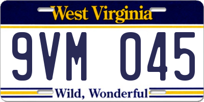 WV license plate 9VM045