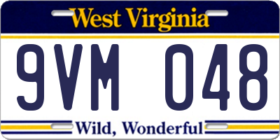 WV license plate 9VM048