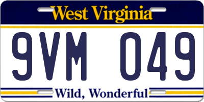 WV license plate 9VM049