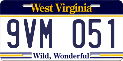 WV license plate 9VM051