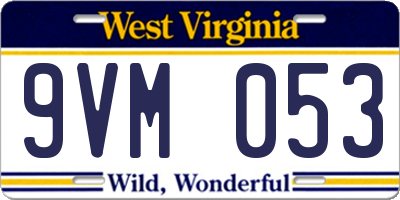 WV license plate 9VM053