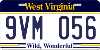 WV license plate 9VM056
