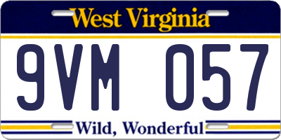WV license plate 9VM057