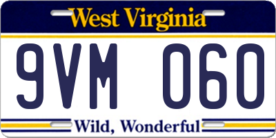 WV license plate 9VM060