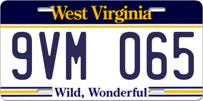 WV license plate 9VM065