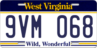 WV license plate 9VM068
