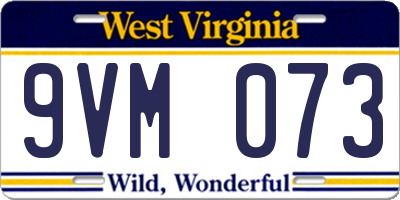 WV license plate 9VM073