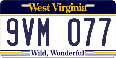 WV license plate 9VM077