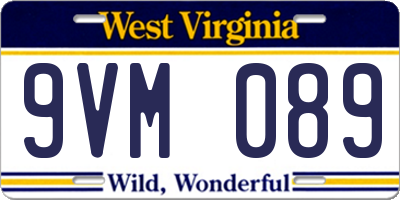 WV license plate 9VM089