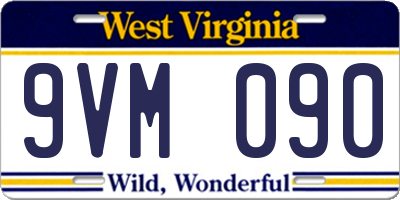 WV license plate 9VM090