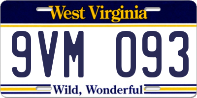 WV license plate 9VM093