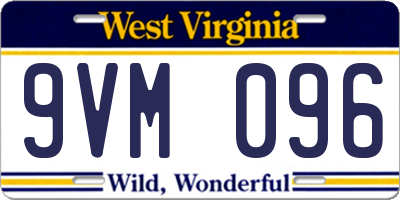 WV license plate 9VM096