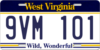 WV license plate 9VM101