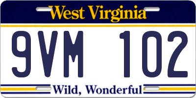 WV license plate 9VM102