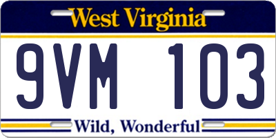 WV license plate 9VM103