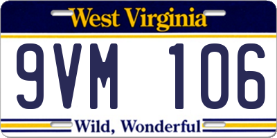 WV license plate 9VM106