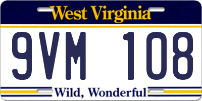WV license plate 9VM108