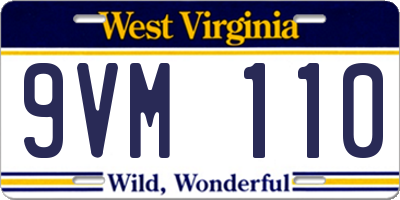 WV license plate 9VM110