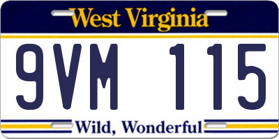 WV license plate 9VM115