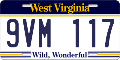 WV license plate 9VM117