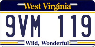 WV license plate 9VM119
